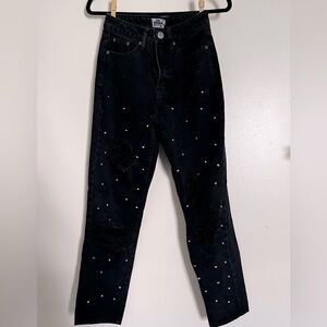 Studded Boyfriend Black Denim Jeans